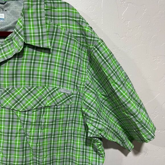 Columbia Omni Shade Shirt Mens L Green Plaid Short Sleeve Button Up - Picture 3 of 5